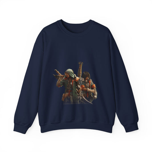 Navy Blue Monster Hunter Wilds Sweatshirt – Rathalos & Hunter