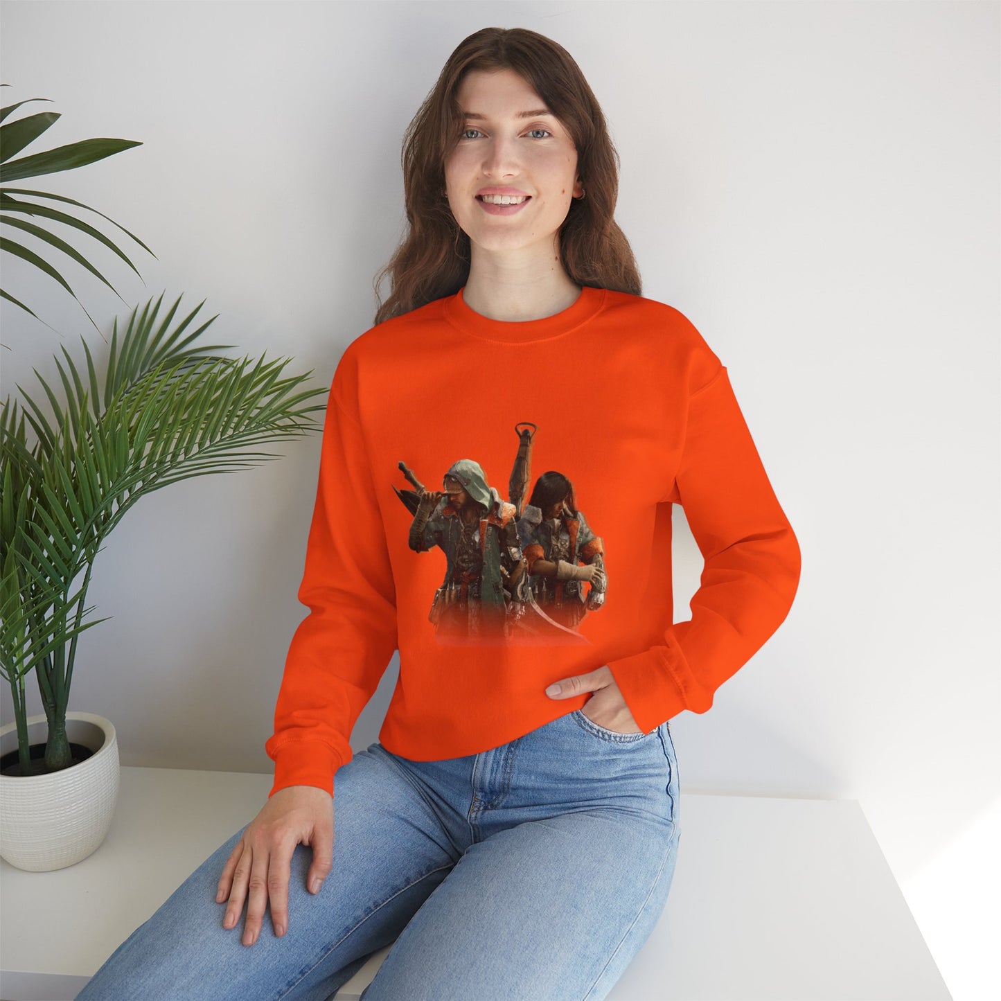 Orange Monster Hunter Wilds Sweatshirt – Rathalos & Hunter