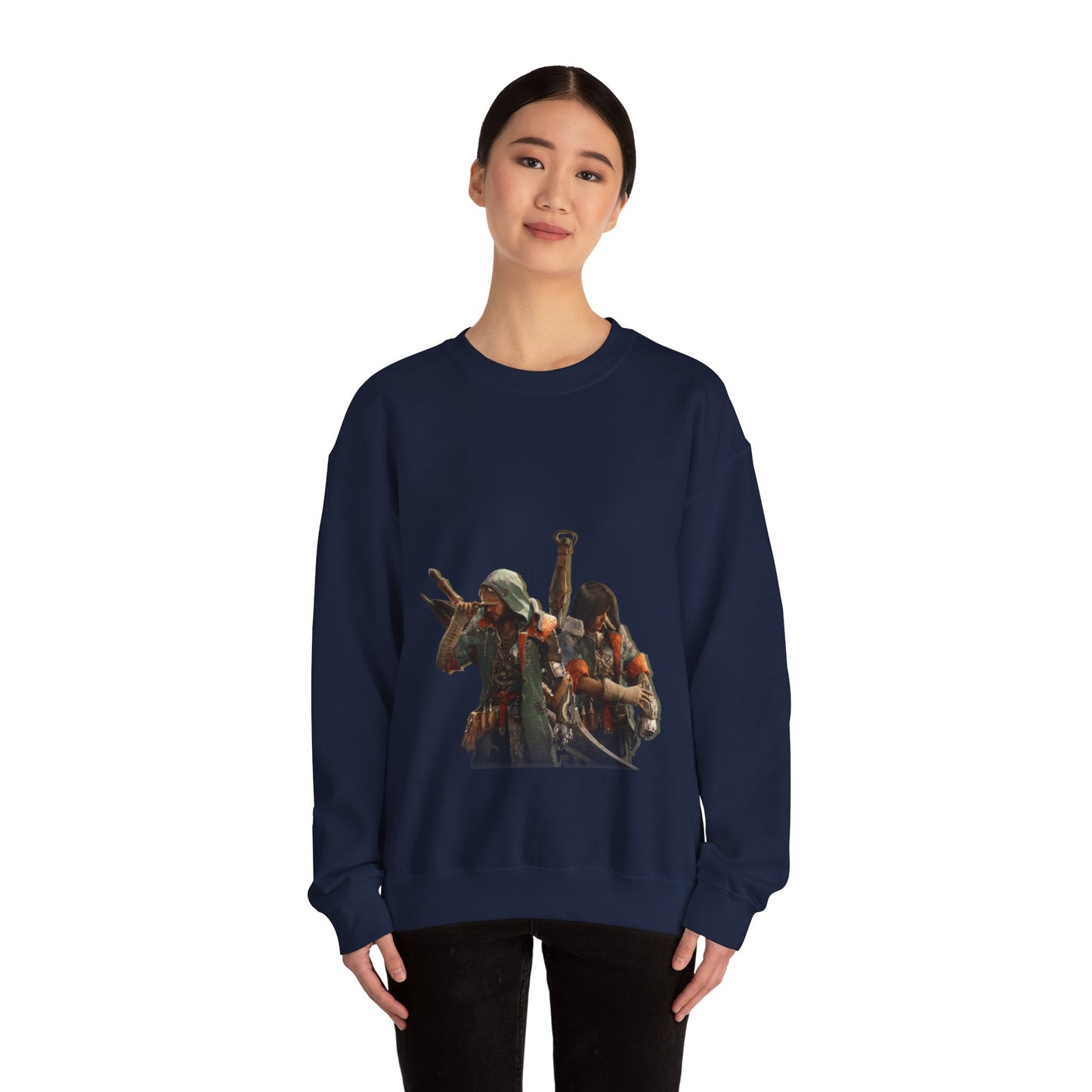 Navy Blue Monster Hunter Wilds Sweatshirt – Rathalos & Hunter