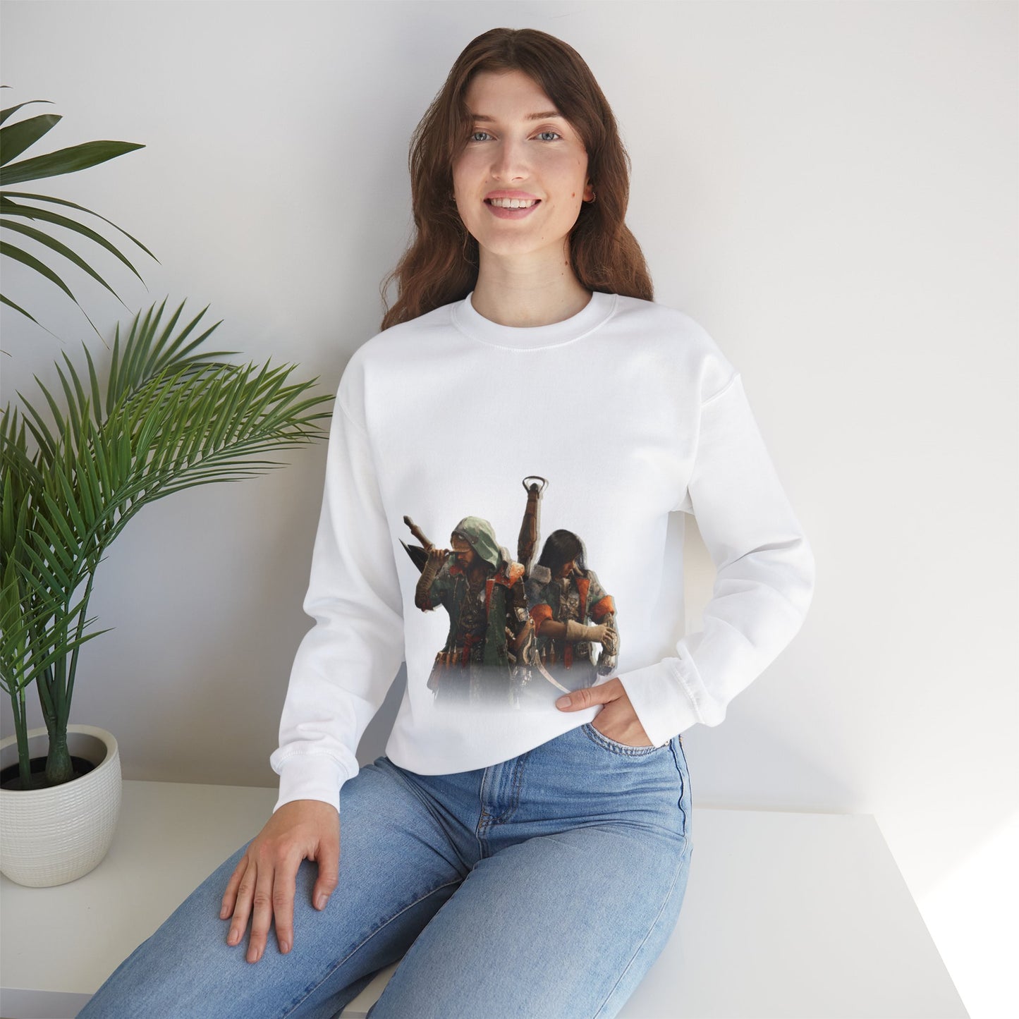 White Monster Hunter Wilds Sweatshirt – Rathalos & Hunter