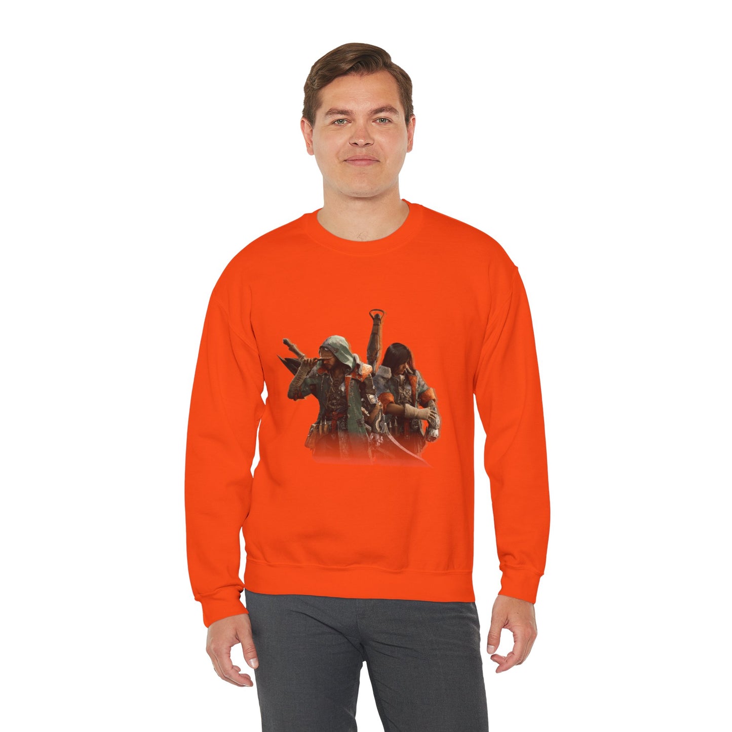 Orange Monster Hunter Wilds Sweatshirt – Rathalos & Hunter