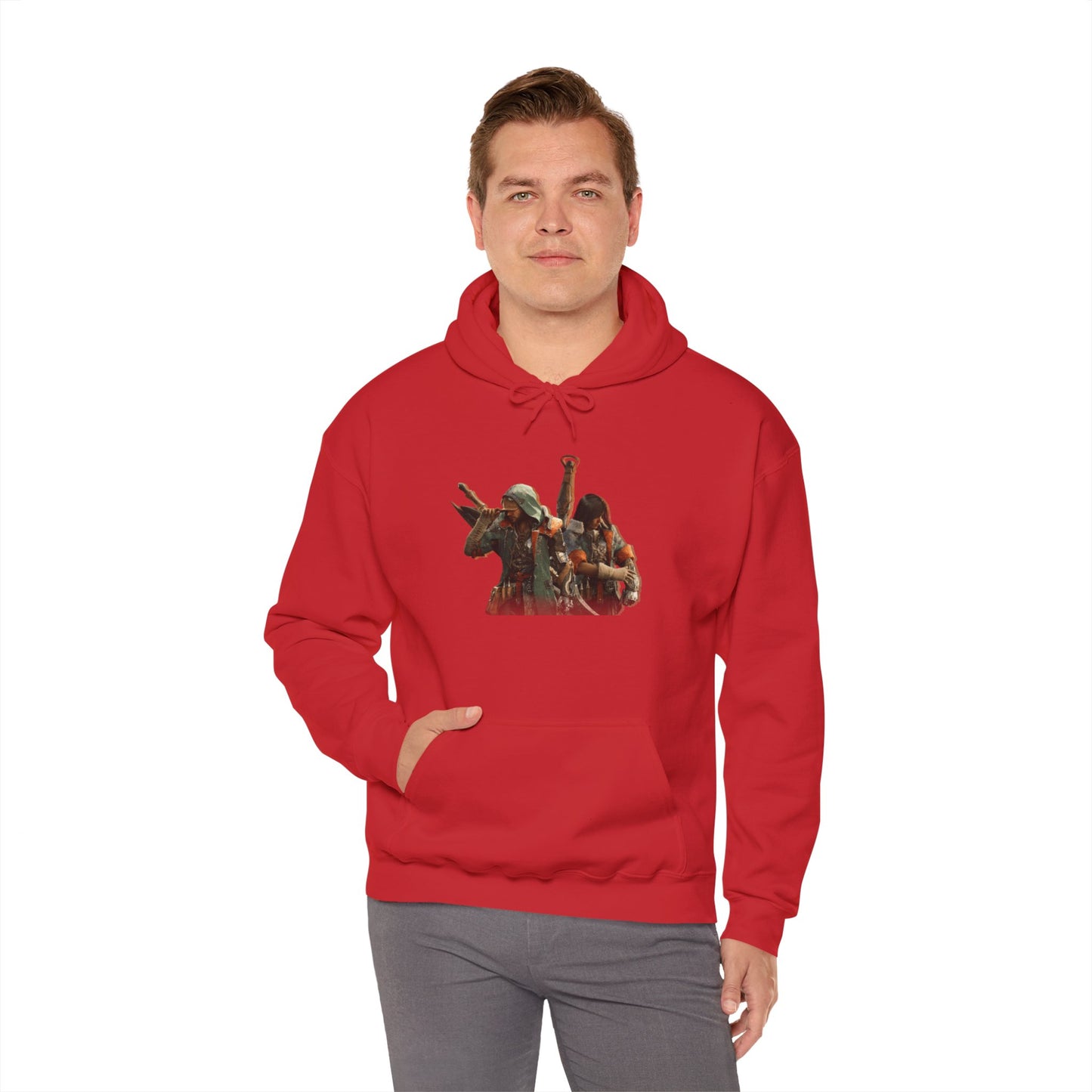 Red Monster Hunter Wilds Hoodie – Rathalos & Hunter