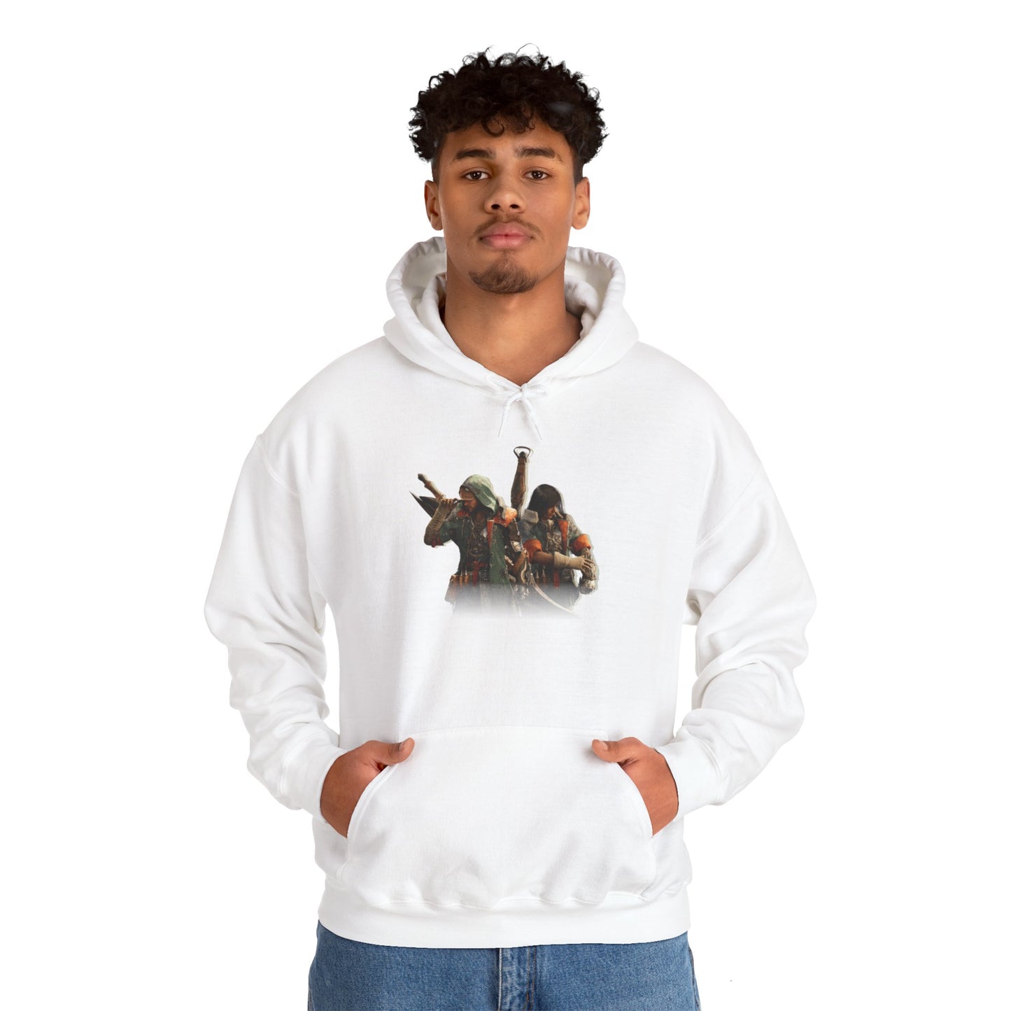 White Monster Hunter Wilds Hoodie – Rathalos & Hunter