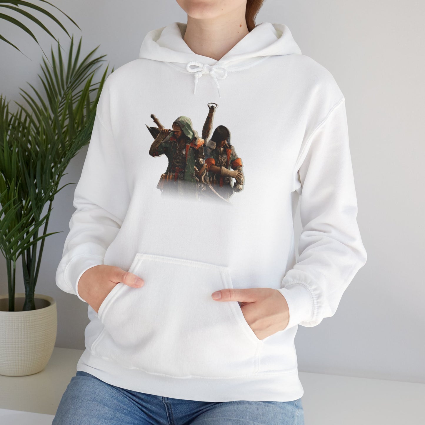 White Monster Hunter Wilds Hoodie – Rathalos & Hunter