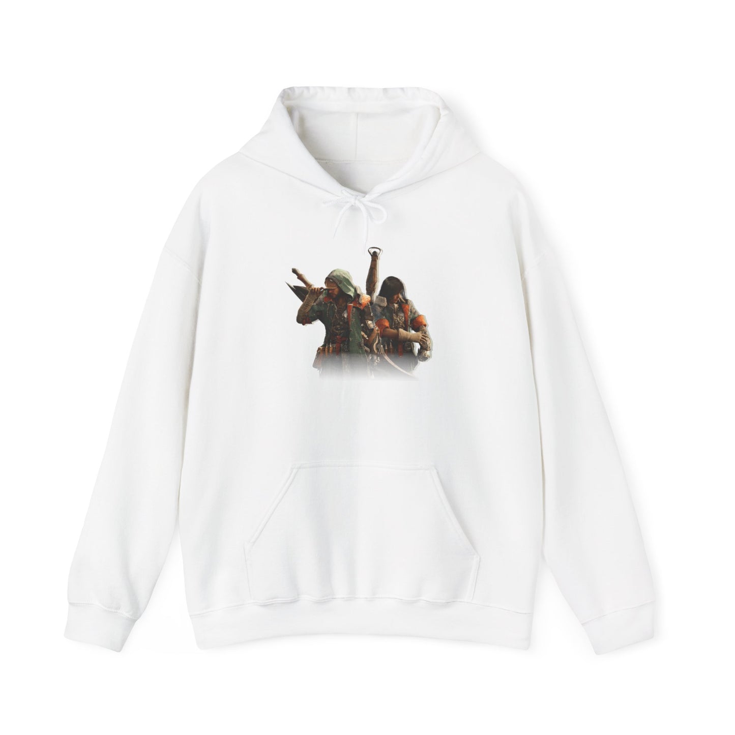 White Monster Hunter Wilds Hoodie – Rathalos & Hunter