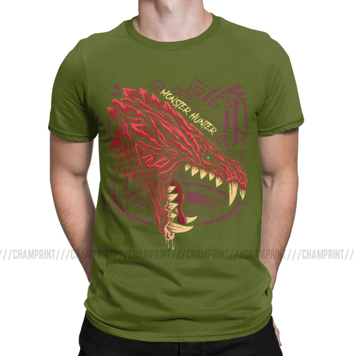 Monster Hunter World Odogaron T-Shirt – Army Green