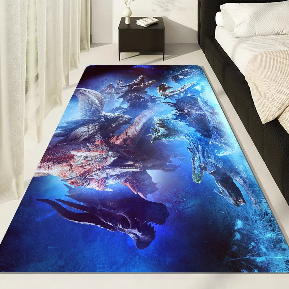 Monster Hunter Bathroom Mat Non-Slip Laundry Room Mat Laundry Decor Balcony Child Living Room Toilet Rug