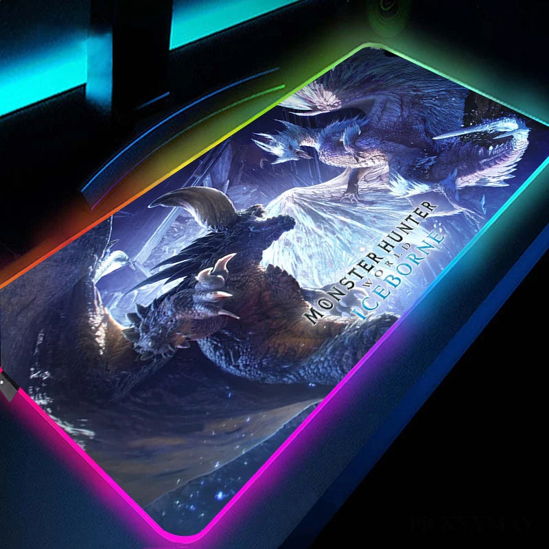 RGB XXL Gaming Mouse Pad - Epic Monster Hunter: Iceborne Battle