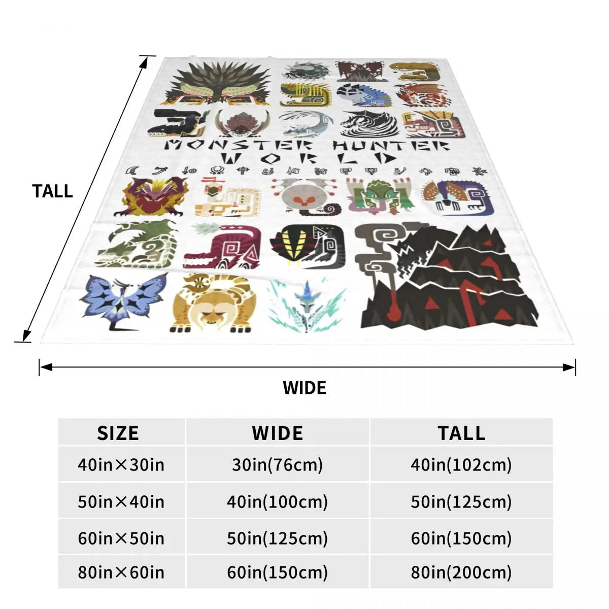 Monster Hunter World 30 Monster Logo Blanket - White