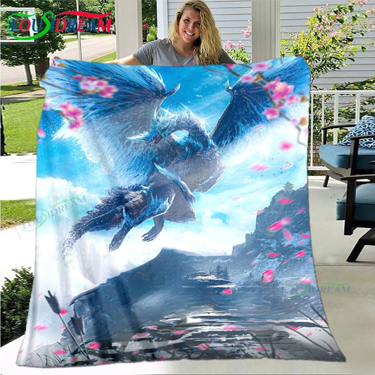 Monster Hunter Iceborne Skyward Dragon Blanket - A Serene Battle in the Skies