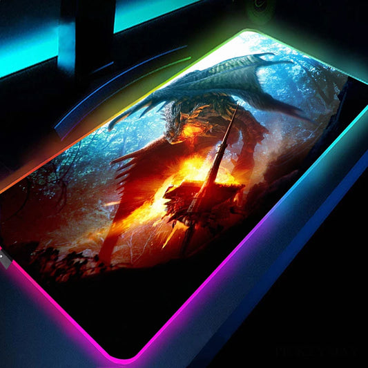 RGB XXL Gaming Mouse Pad - Monster Hunter: The Fiery Battle