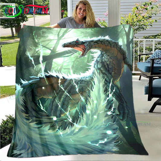 Monster Hunter Thunder Wyvern Blanket - A Majestic Lightning-Fueled