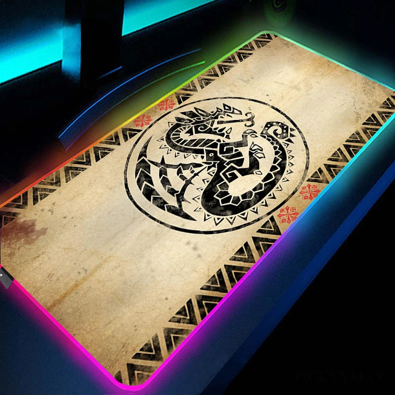 RGB XXL Gaming Mouse Pad - Powerful Monster Hunter Snake Emblem