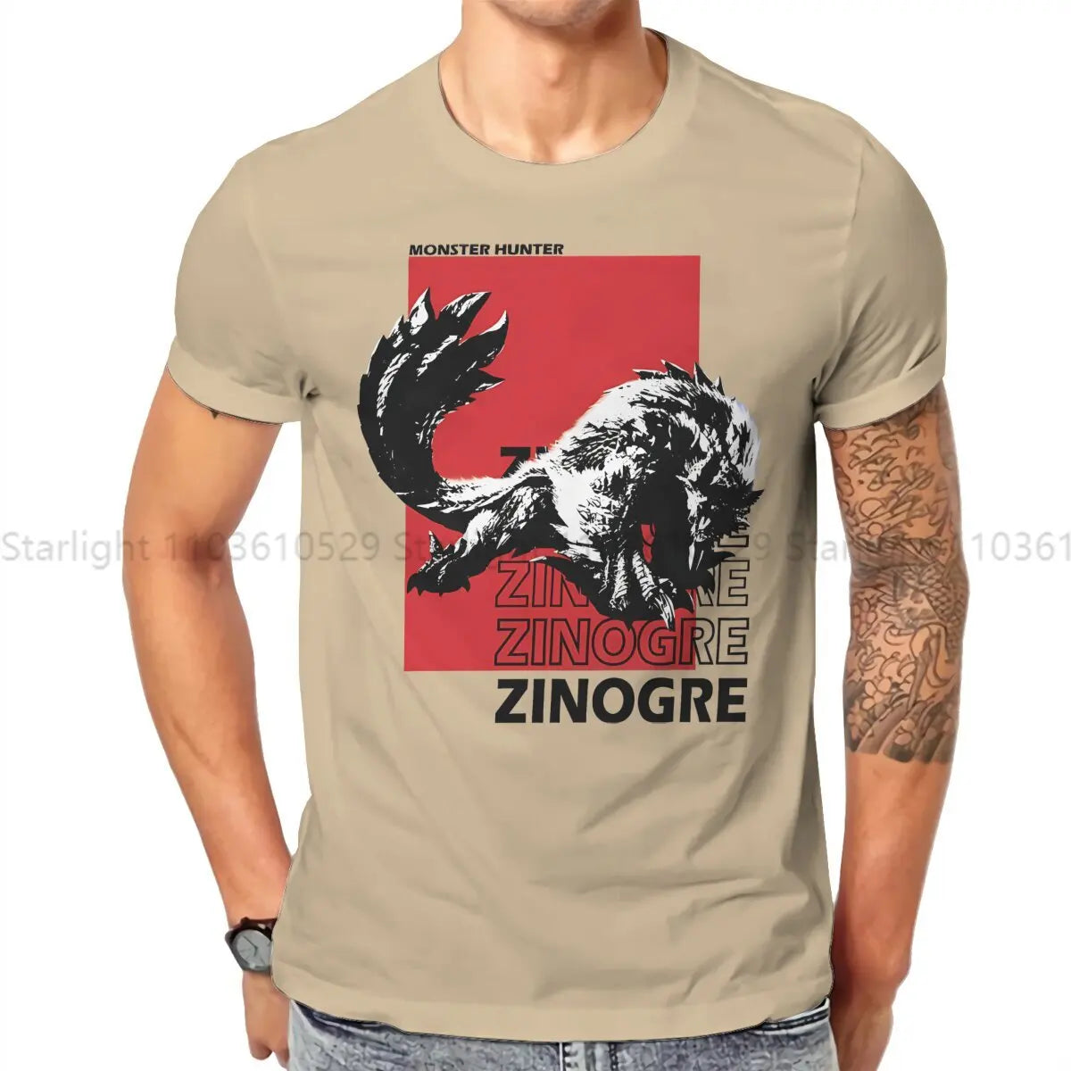 Zinogre Beige T-Shirt – Monster Hunter World