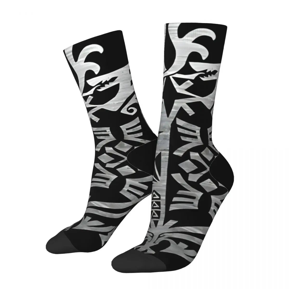 Tribal Wyvern Socks – Black & Silver Monster Hunter