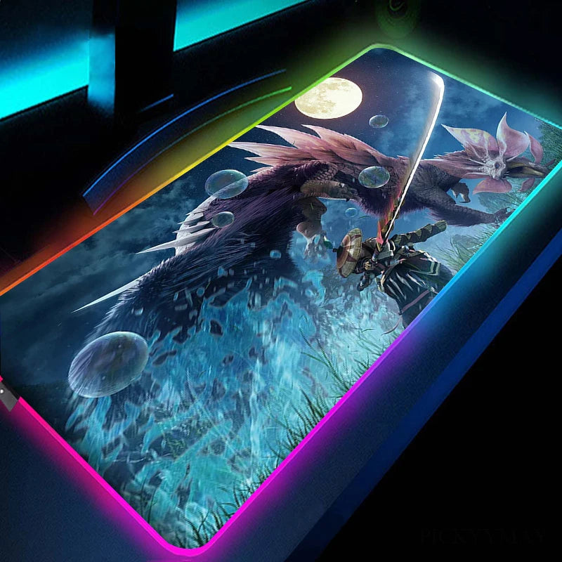 Monster Hunter: Iceborne RGB XXL Gaming Mouse Pad - Wyvern Battle Design