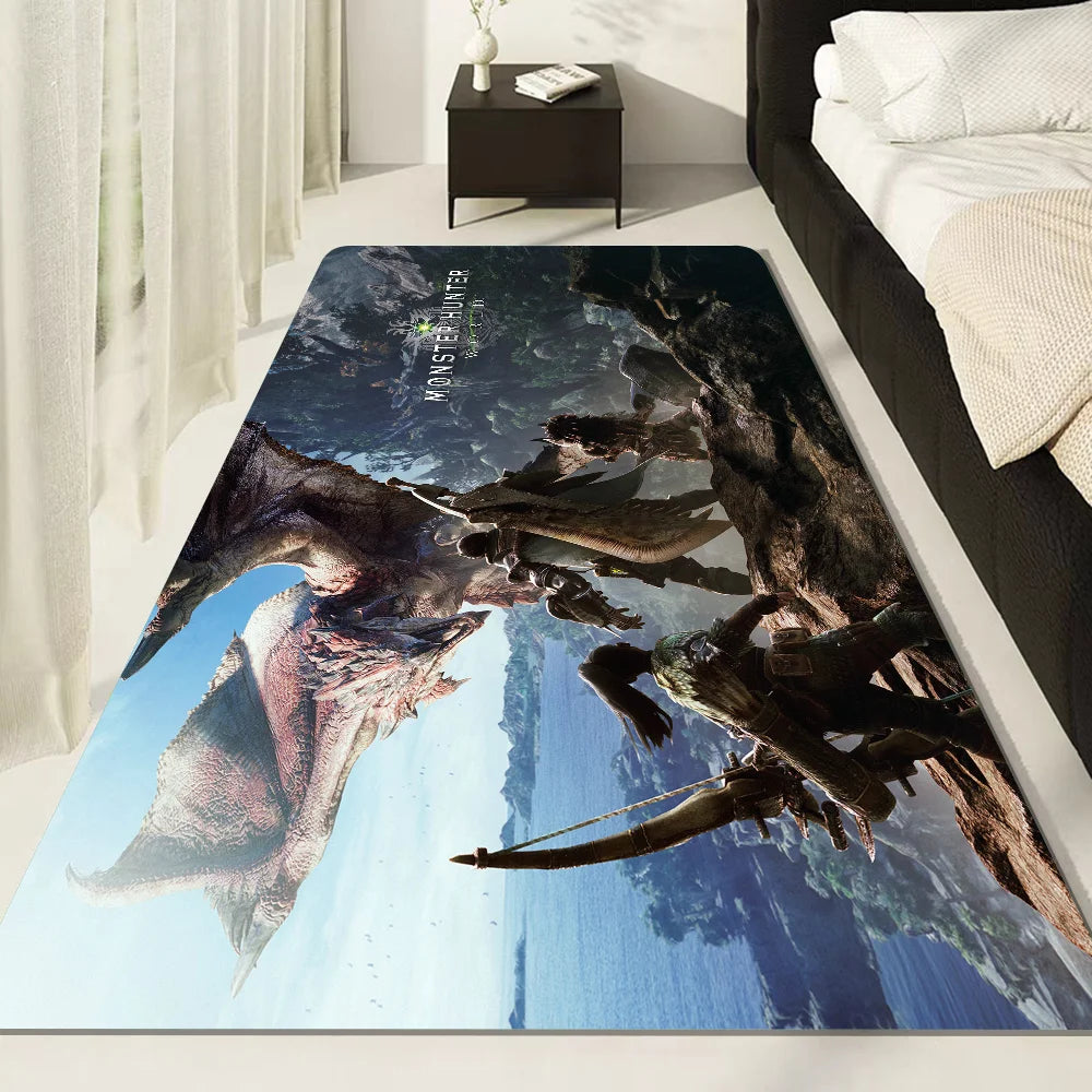 Monster Hunter Bathroom Mat Non-Slip Laundry Room Mat Laundry Decor Balcony Child Living Room Toilet Rug