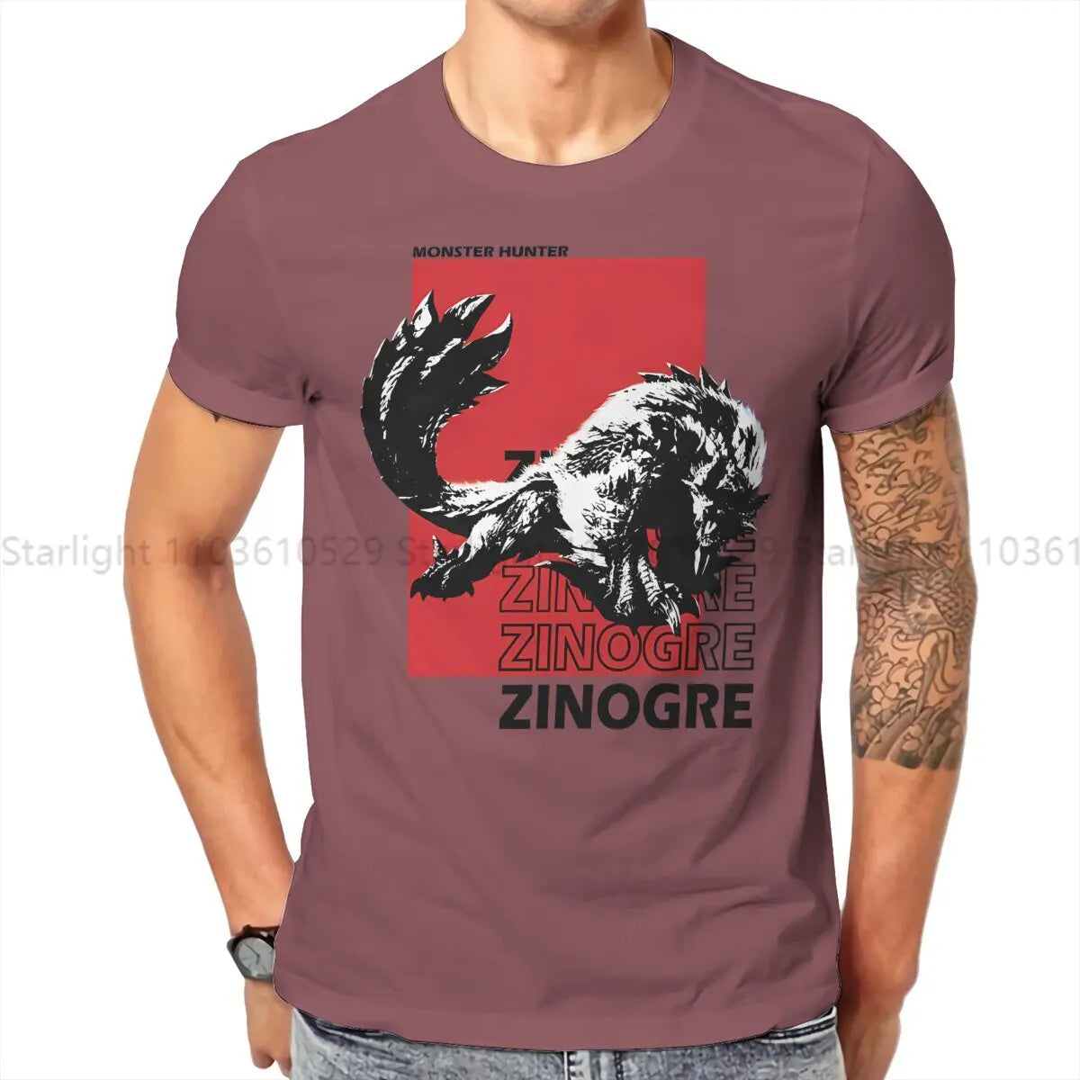 Zinogre Burgundy T-Shirt – Monster Hunter World