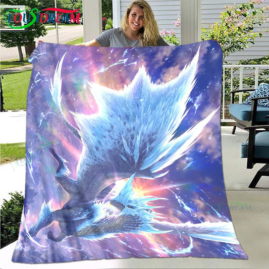 Monster Hunter Frost Dragon Blanket - Majestic Ice and Lightning