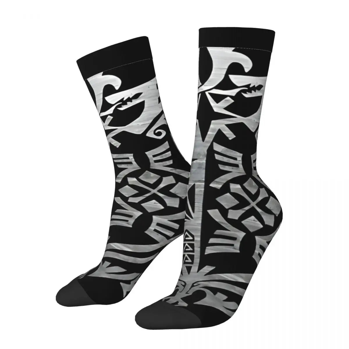 Tribal Wyvern Socks – Black & Silver Monster Hunter