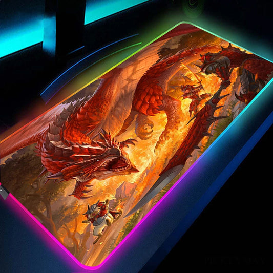 Monster Hunter: Iceborne RGB XXL Gaming Mouse Pad - Fiery Pursuit