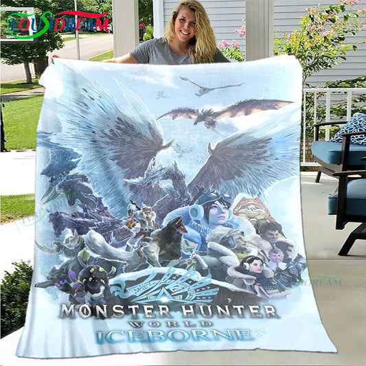 Monster Hunter: Iceborne Journey Blanket - Blue & White