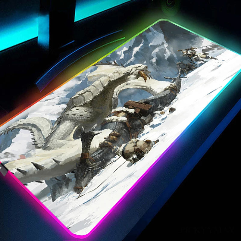 Monster Hunter: Iceborne RGB XXL Gaming Mouse Pad - Snowy Battle