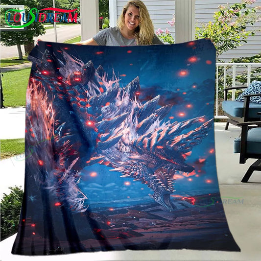 Monster Hunter: Frosted Fury Blanket - Blue & Red